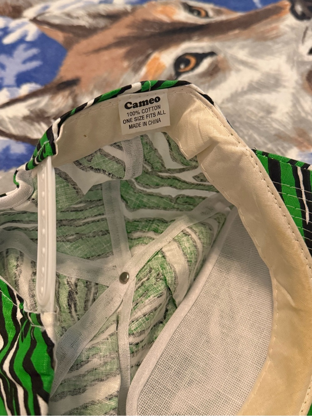 Green Zebra Print Cap - Youth Fashion Hat - Picture 4 of 4